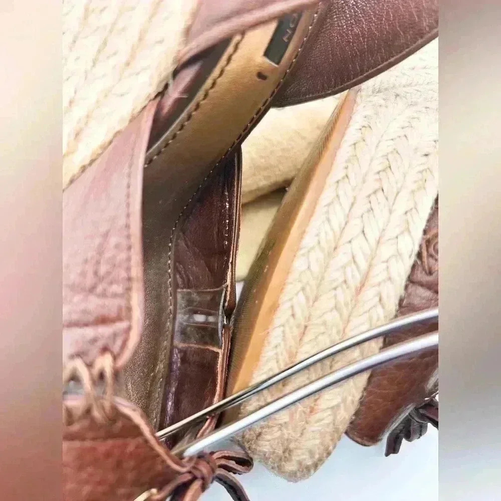 Louis Vuitton Manyara Women’s Size 36 Brown Leather Wedge Espadrille Sandals - Picture 7 of 15